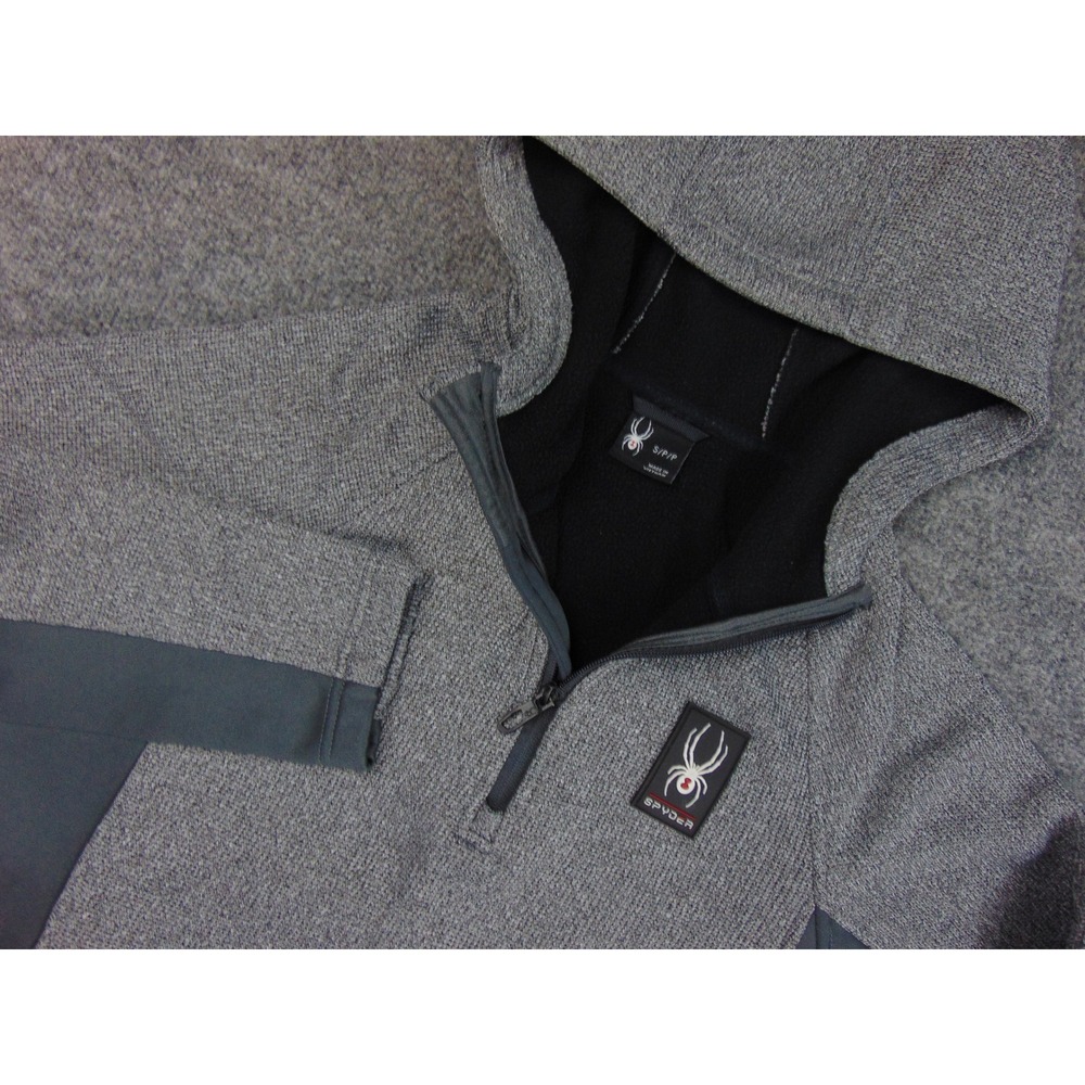 Spyder Sweater Men Small Gray Fleece‎ Hoodie Pullover 1/4 Zip Athleisure